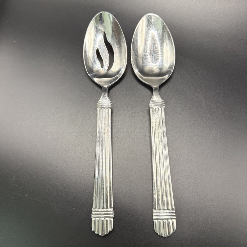 Wallace Silversmiths Stainless Flatware Chardonnay Serving Spoon‎ Set 18/10